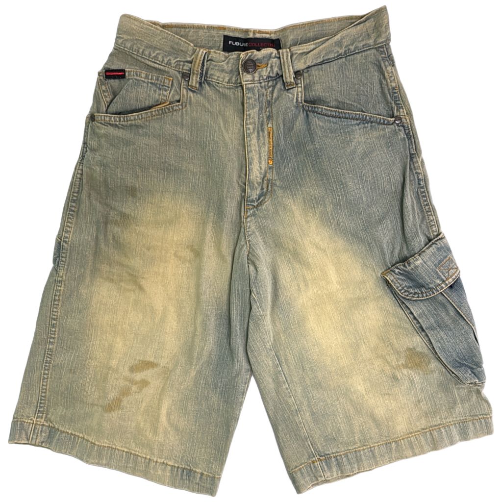 FUBU フブ デニムカーゴショートパンツ ブルー(メンズ W30)中古 古着 Y3251