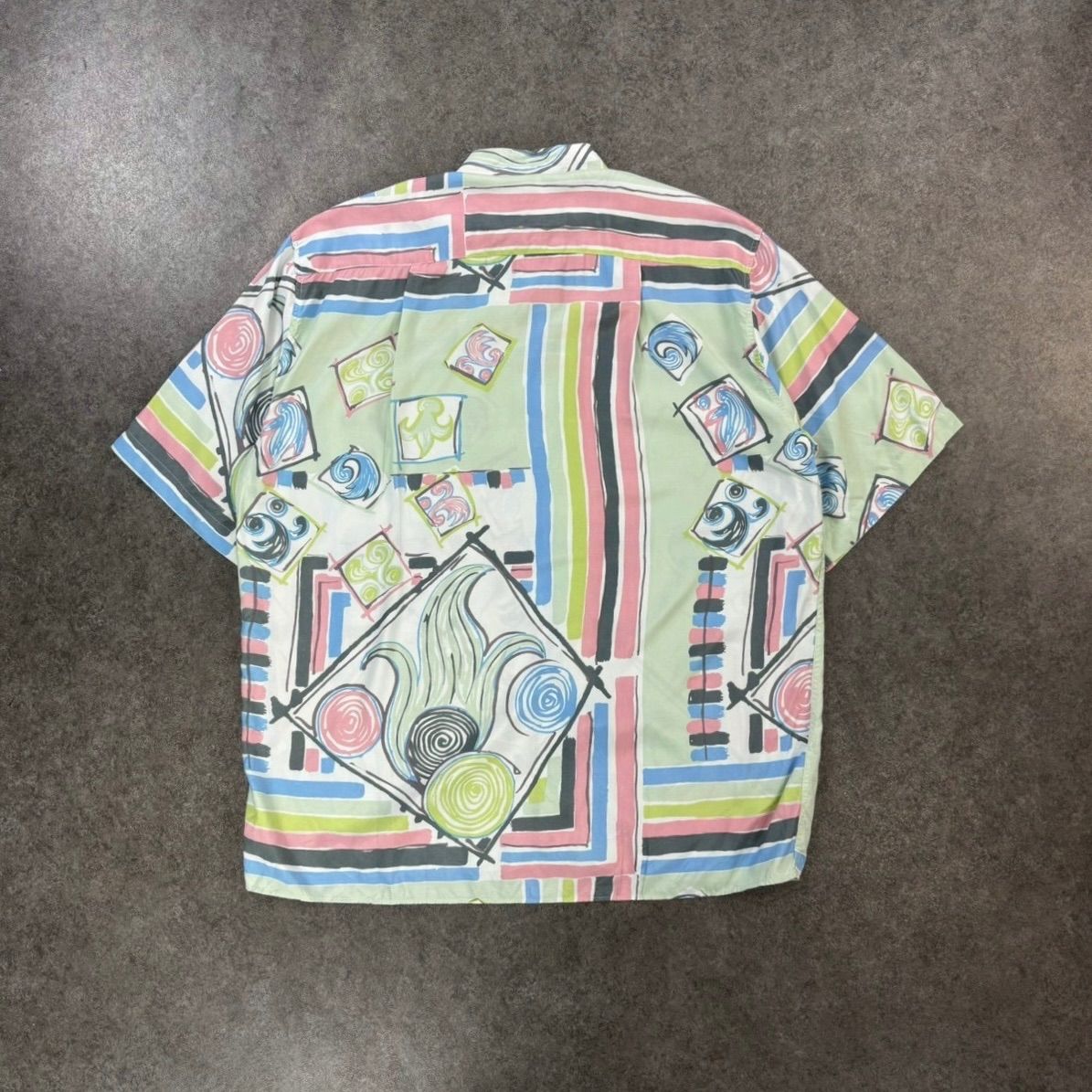 イタリア製 90s Vintage SCARAB オープンカラーシャツ 半袖シャツ 柄