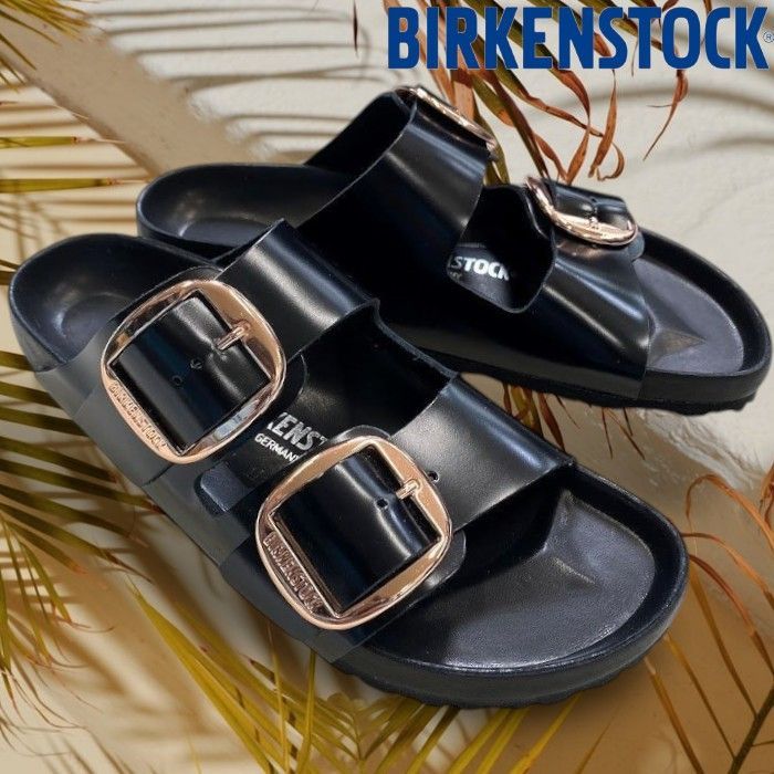 BIRKENSTOCK ビルケンシュトック ドイツ製 Arizona Big Buckle アリゾナ ビッグバックル ナチュラルレザー サンダル 定価3.5万 1027840 ハイシャイン ブラック ▲066▼60611s06