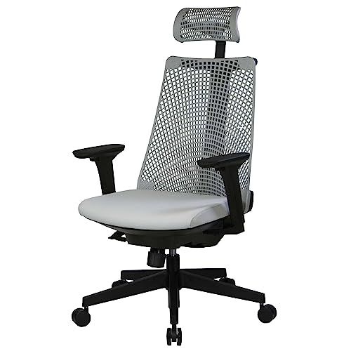 イトーキ サリダ YL9A グレー オフィスチェア【全身を支えるハイバック/通気性・メッシュ形状/快適ヘッドレスト/こだわりのソフトな座面 / 快適な1Dアームレスト / シンクロロッキング / 360度回転 / 90mm座面上下昇降 / 安 心 のイトーｍａ
