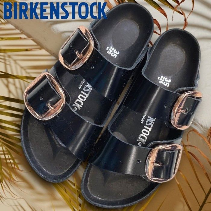 BIRKENSTOCK ビルケンシュトック ドイツ製 Arizona Big Buckle アリゾナ ビッグバックル ナチュラルレザー サンダル 定価3.5万 レディース 1027840 ハイシャイン ブラック 35▲066▼60611s06
