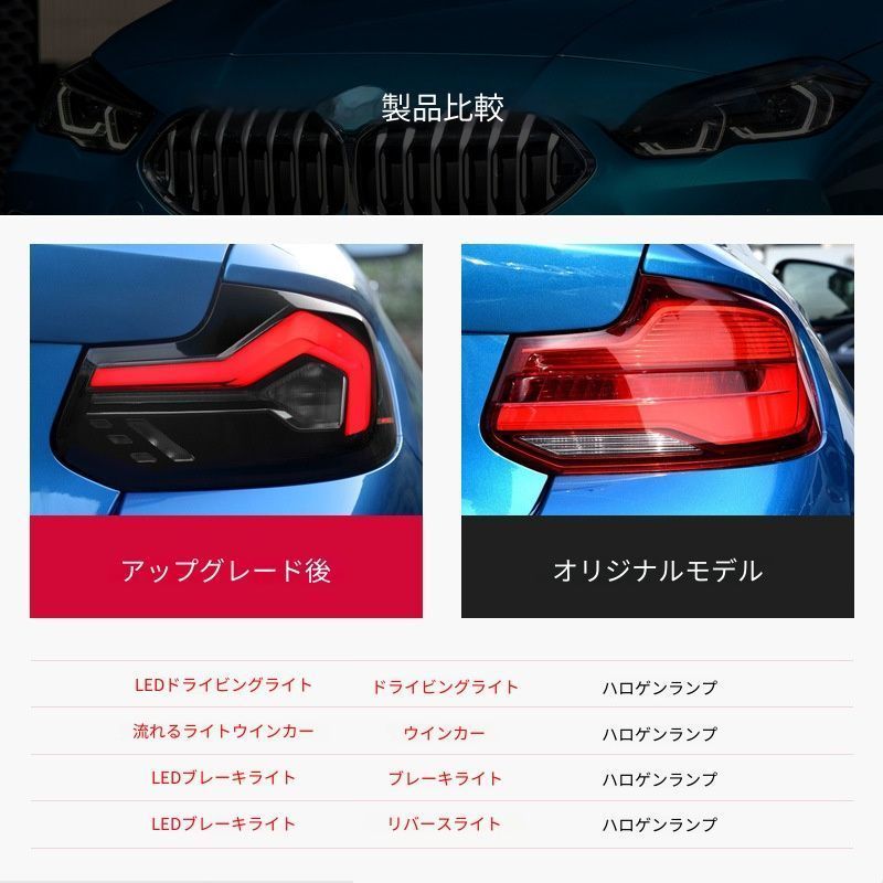 送料無料 BMW ビーエムダブリュー 2シリーズ 2 Series F22 F23 2014-2021年対応 LEDテールランプ 黒色 ABS製 リアライト テールライト ポジション 流れるウインカー 後部交換用 外装ドレスアップ 視認性アップ カスタム用品