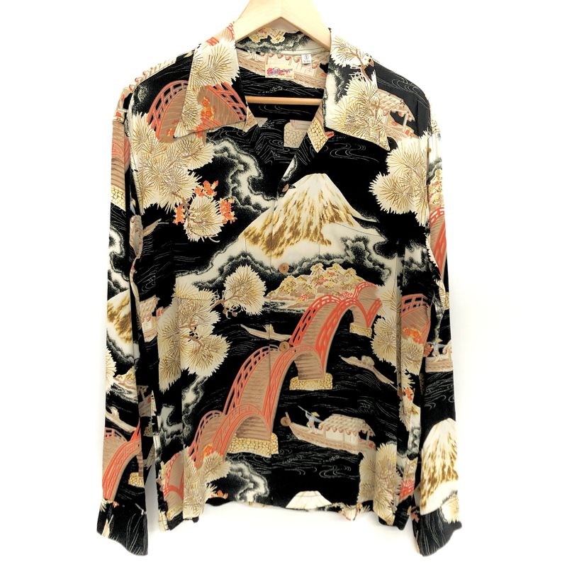 【中古品】 SUN SURF サンサーフ ARCH BRIDGE&MT FUJI L/S RAYON SHIRT SS21577 総柄シャツ 長袖 トップス レーヨン 東洋エンタープライズ 【145-260612-rs-04-fur】