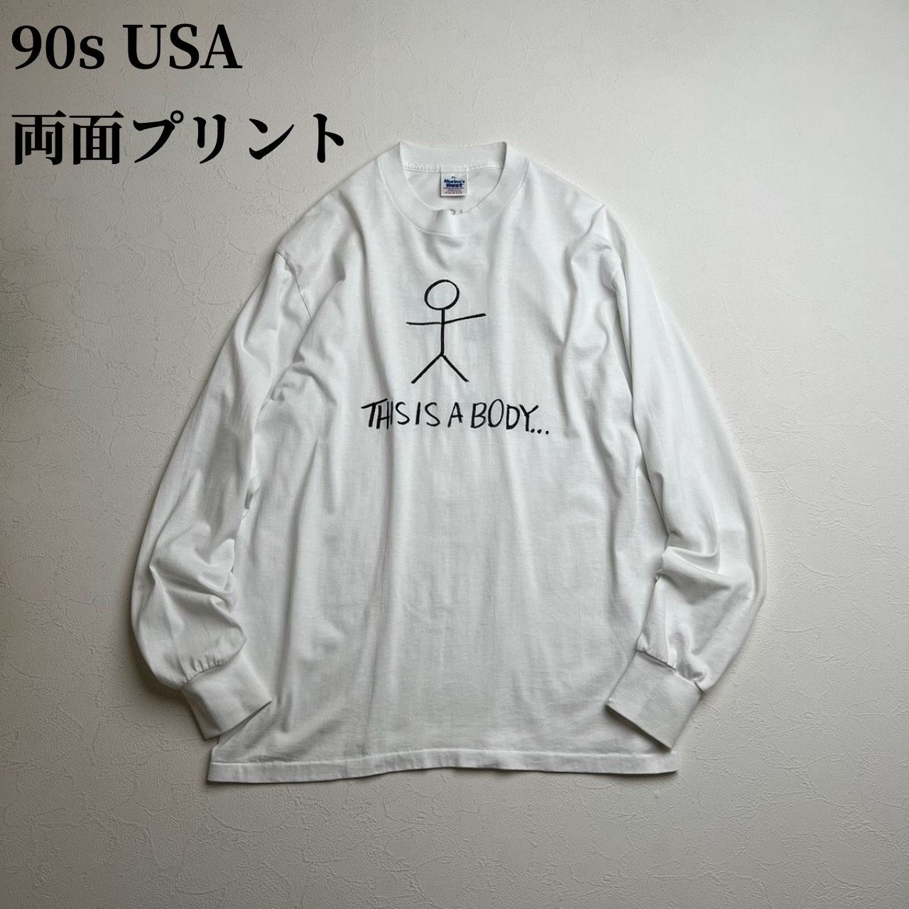 90s USA　両面プリント　ロンT　ホワイト　XL 古着