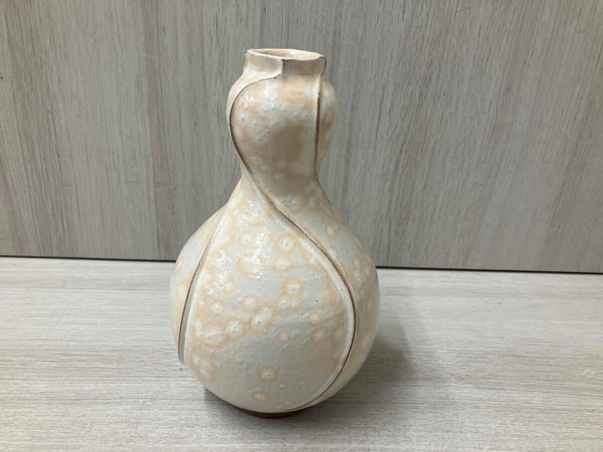 萩焼　萩捻瓶花入　進藤豊　作