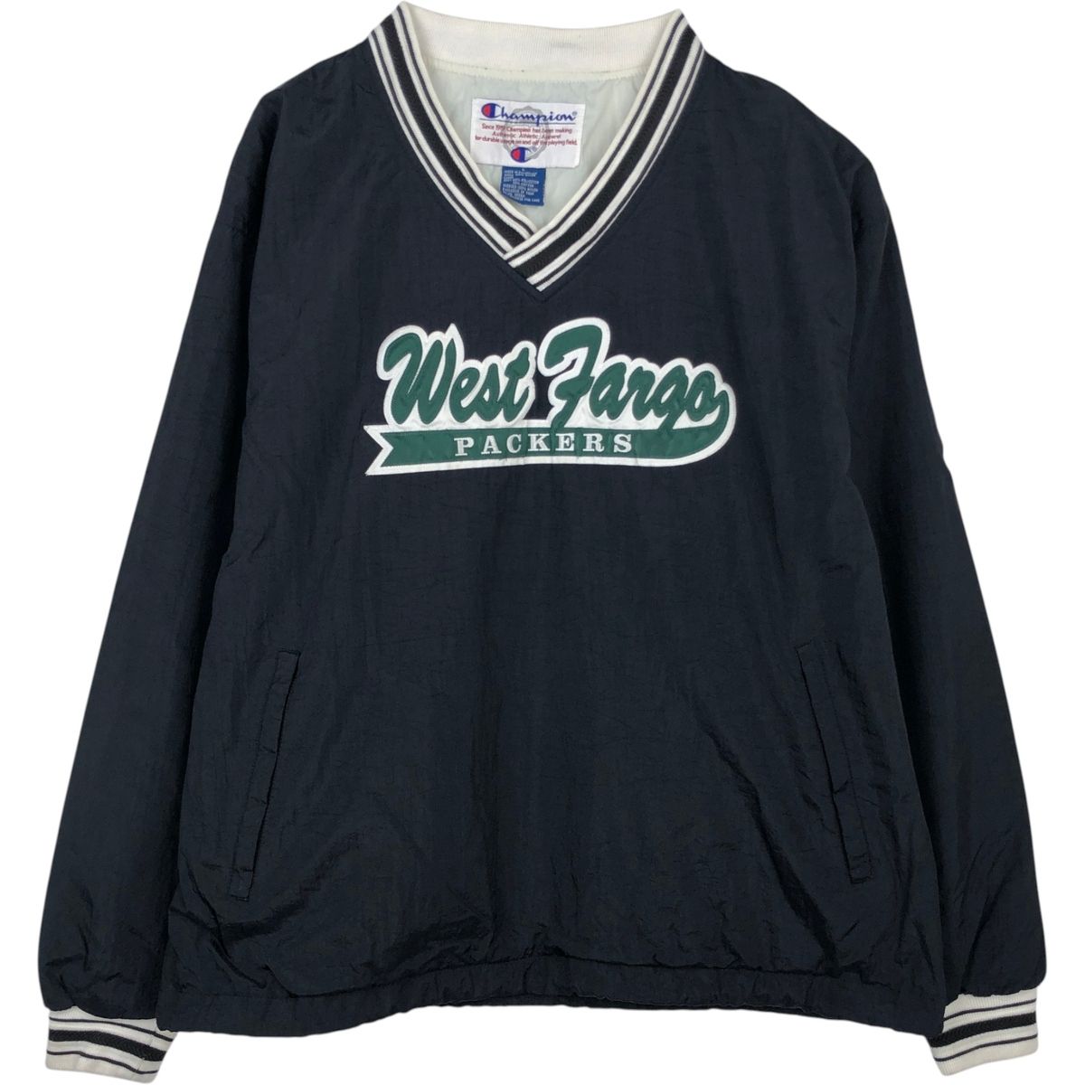 古着 90年代 チャンピオン Champion カレッジ Vネック ナイロンプルオーバー メンズL相当 ヴィンテージ/eaa634410