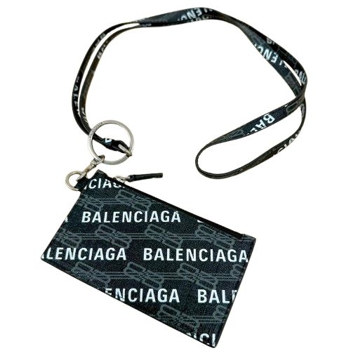♪BALENCIAGA バレンシアガ フラグメントケース カードケース 594548 1060 0 1317 レザー ストラップ付