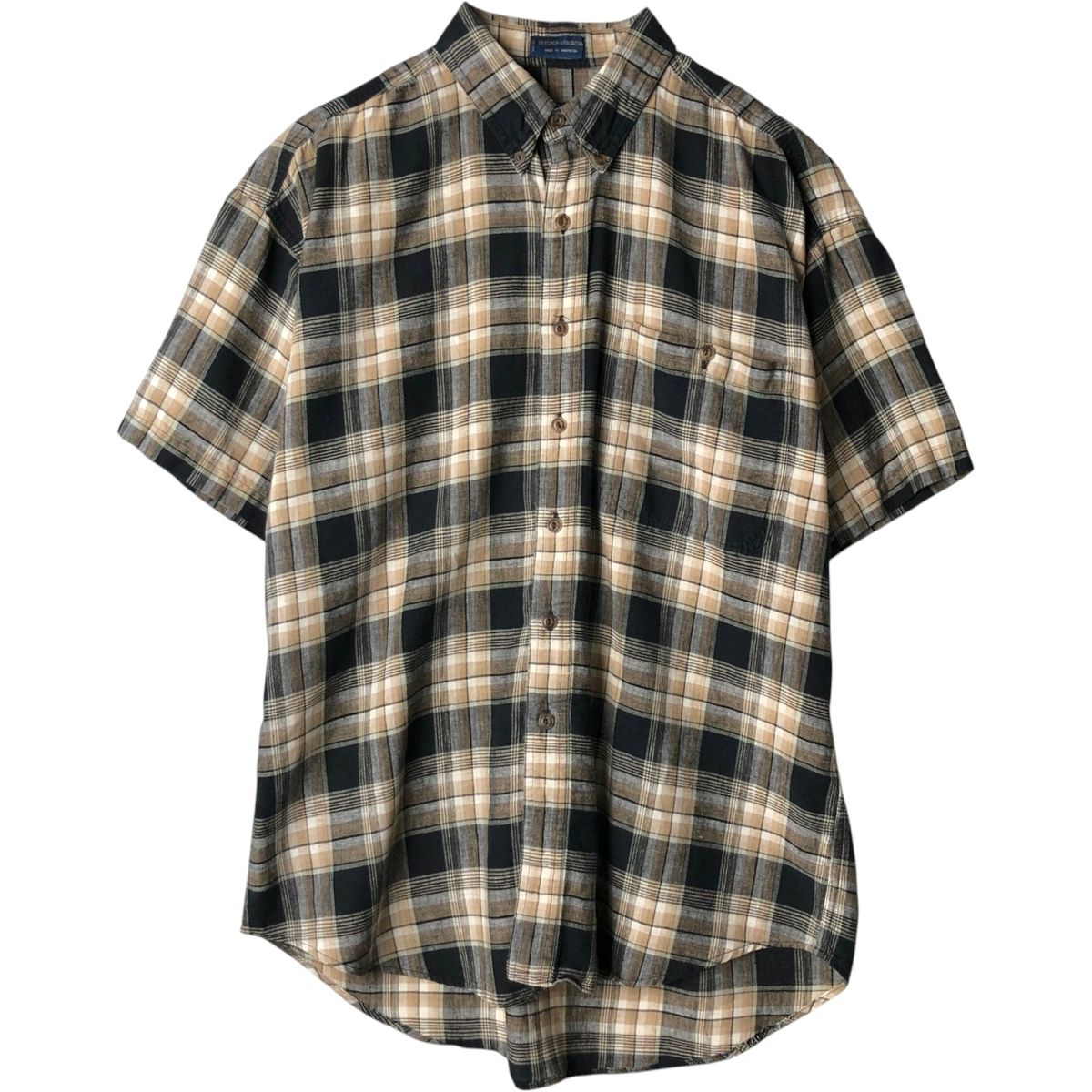 古着 80年代 ラルフローレン Ralph Lauren CHAPS チャップス チェック柄 半袖 リネン×コットン ボタンダウンシャツ L/eaa649200 6,186円