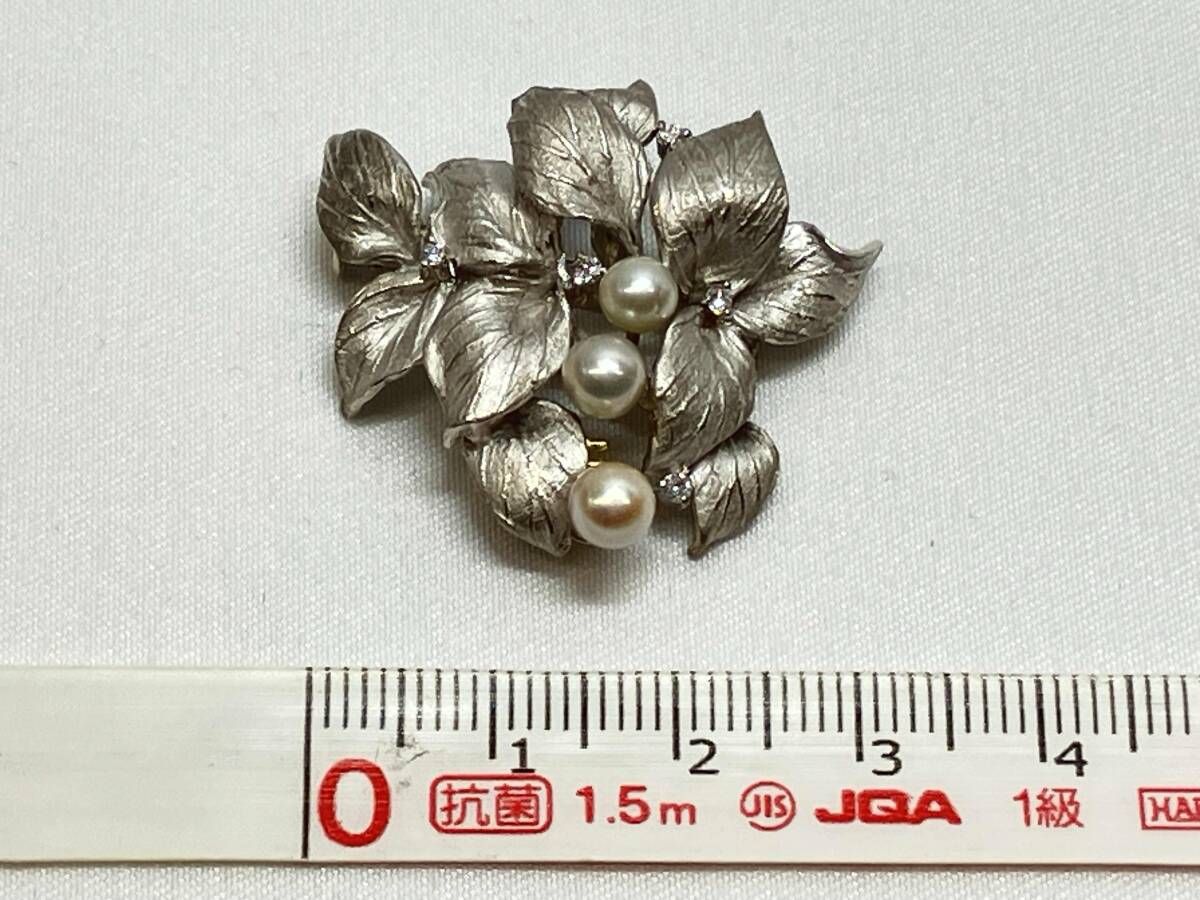 鑑別書付き】 K18WG(総12.2g) 真珠 ダイヤモンド0.09ct ルビー0.26ct
