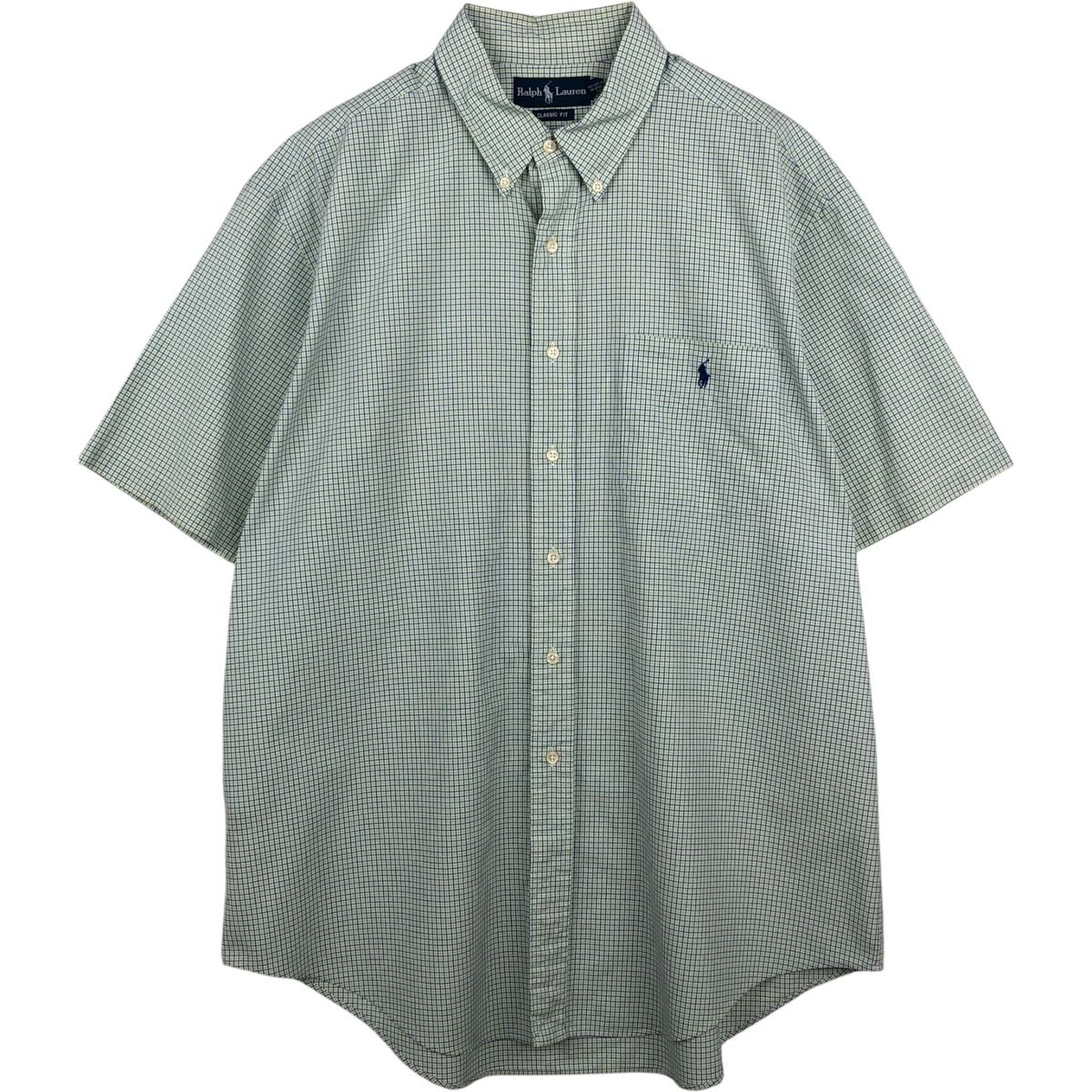 古着 ラルフローレン Ralph Lauren CLASSIC FIT クラシックフィット 半袖 ボタンダウン チェックシャツ メンズXL相当/eaa648883