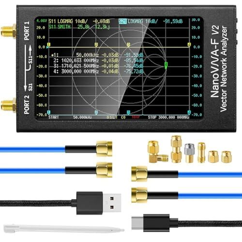 【新品】ベクトルネットワークアナライザー 4.3インチ 50kHz-3GHz HF VHF UHF VNA アンテナアナライザー 5000mAhバッテリー & アルミニウム金属ケース Sパラメータ、反射係数(SWR)、スミスチャート、位相、遅 796a4d63