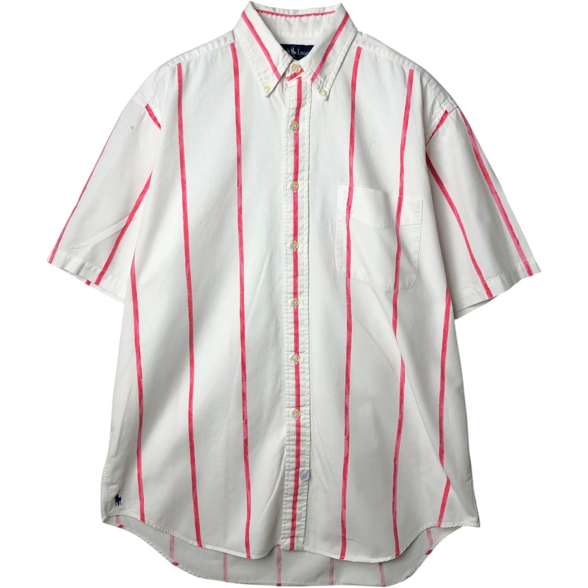古着 ラルフローレン Ralph Lauren 半袖 ボタンダウン ストライプシャツ メンズM相当/eaa644820