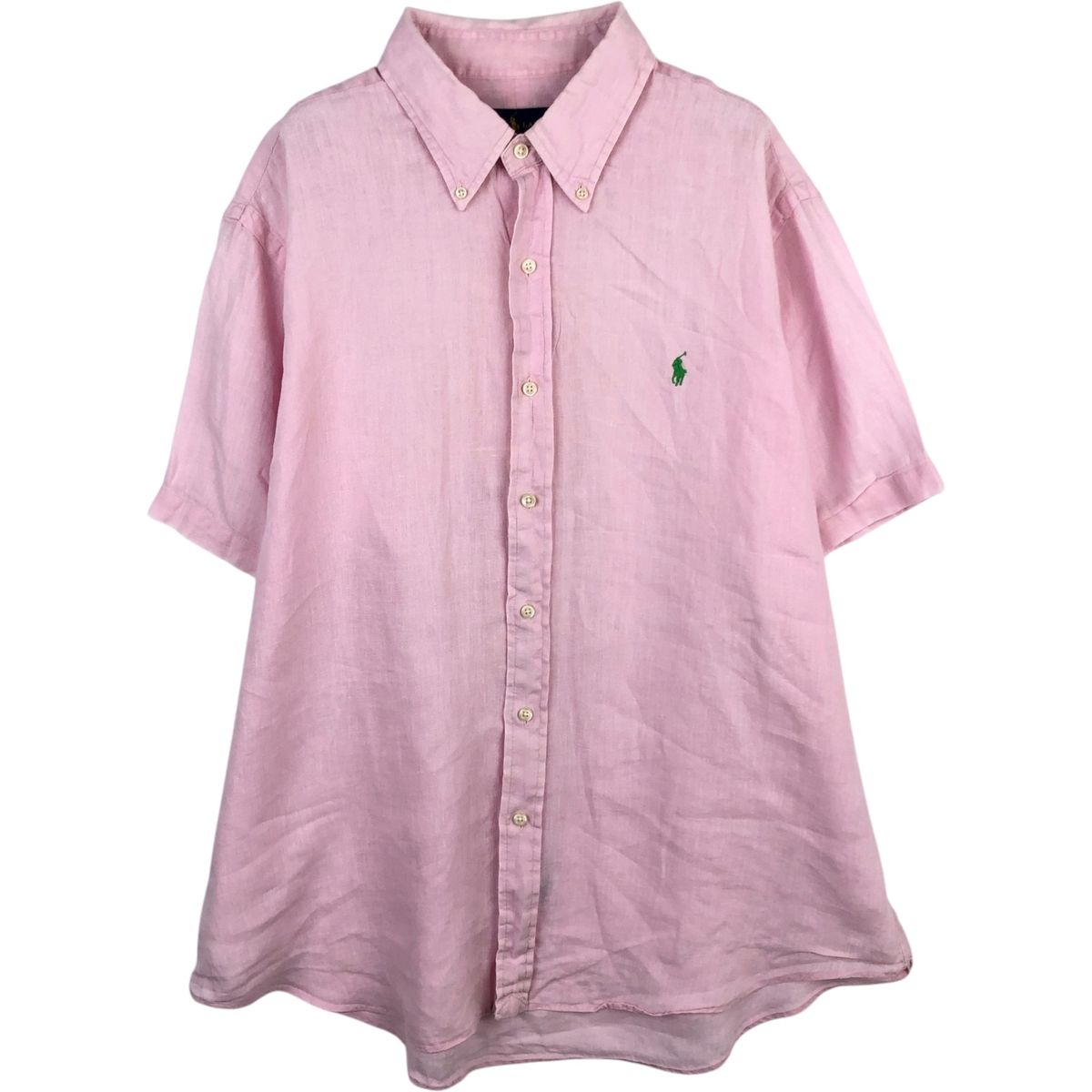 古着 ラルフローレン Ralph Lauren 半袖 リネン ボタンダウンシャツ メンズXL相当/eaa649203