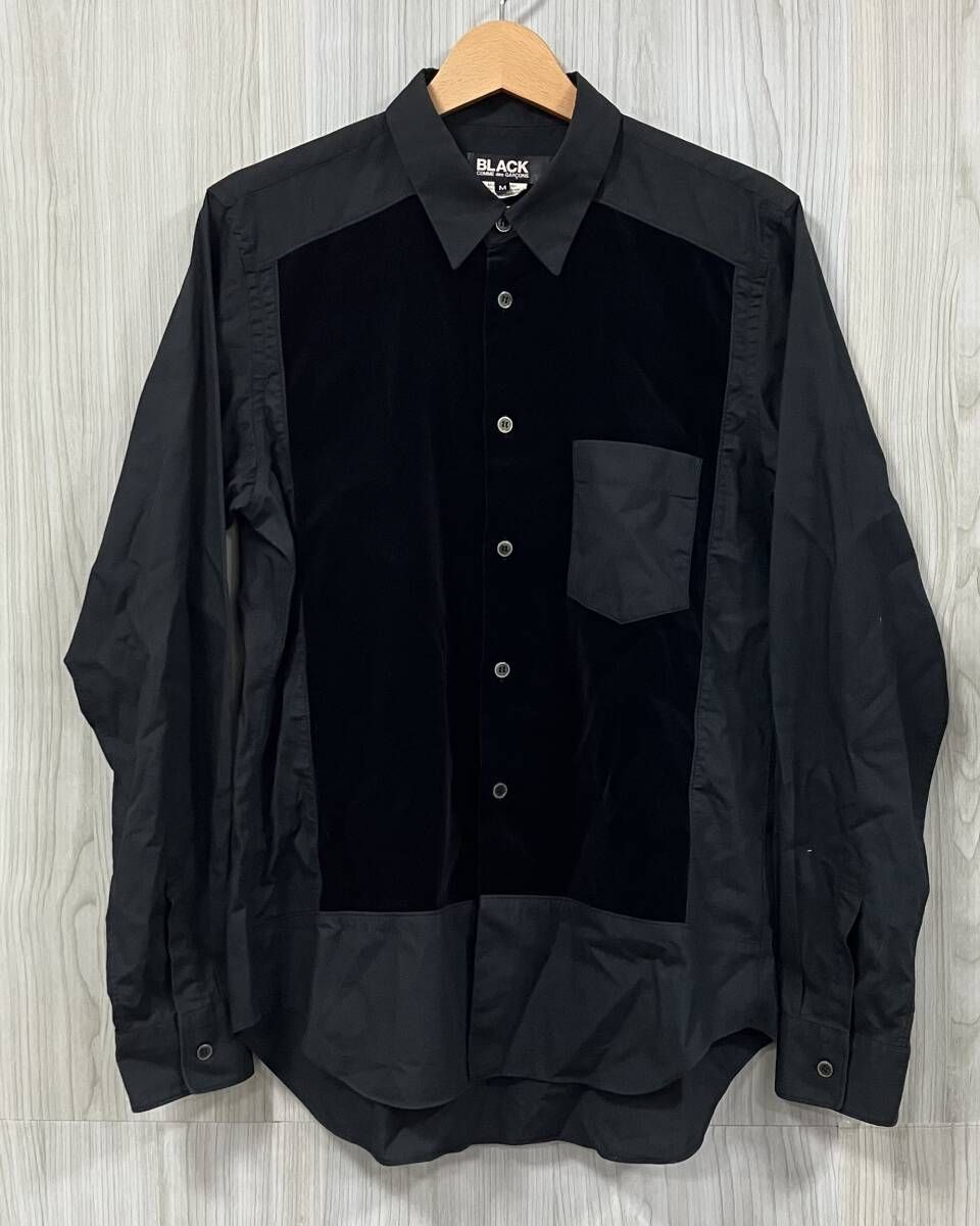 BLACK COMME des GARCONS/ブラック コムデギャルソン/長袖シャツ/別珍 切替シャツ/ブラック/サイズ M/1N-B008