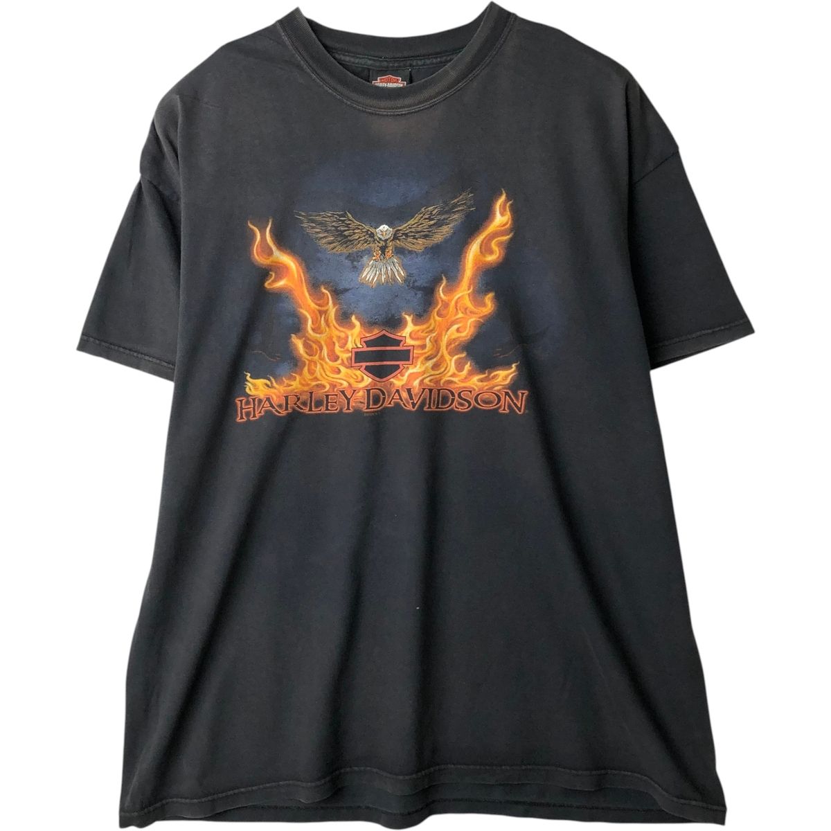 古着 00年代 ハーレーダビッドソン Harley-Davidson 鷲柄 イーグル柄 ファイヤーパターン モーターサイクル バイクTシャツ/eaa648587