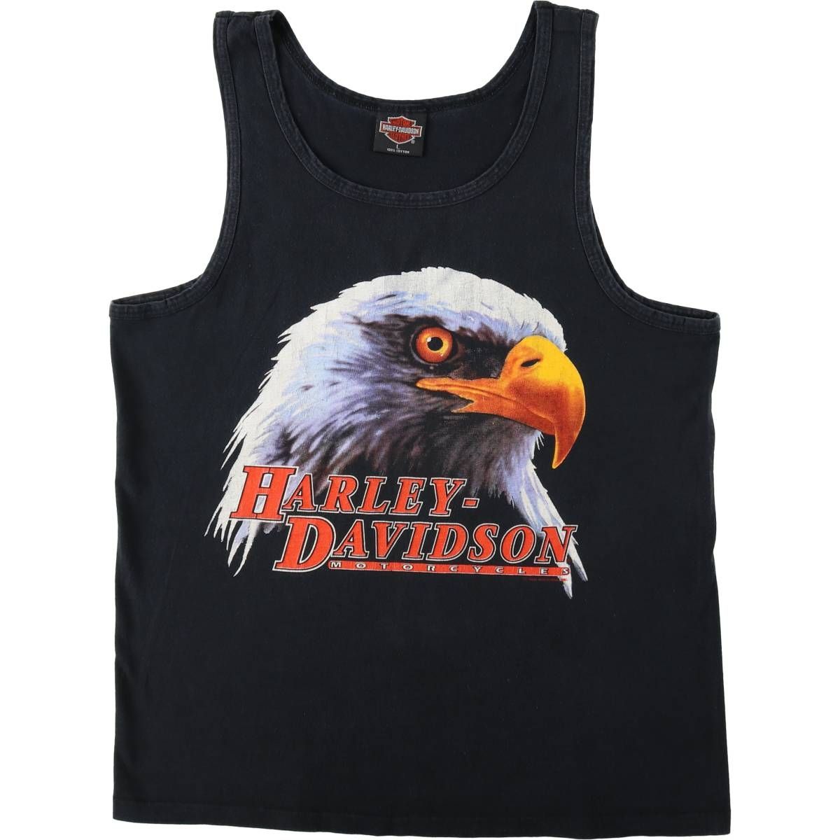 古着 90年代 ハーレーダビッドソン Harley-Davidson 鷲柄 イーグル柄 ノースリーブ モーターサイクル バイクTシャツ USA製/eaa648586