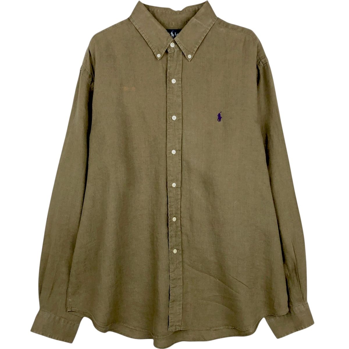 古着 ラルフローレン Ralph Lauren 長袖 リネン ボタンダウンシャツ メンズXL相当/eaa649290