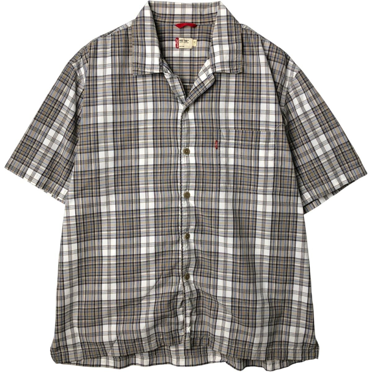 古着 リーバイス Levi's RED TAB オープンカラー 半袖 チェックシャツ ボックスシャツ メンズL相当/rab182150