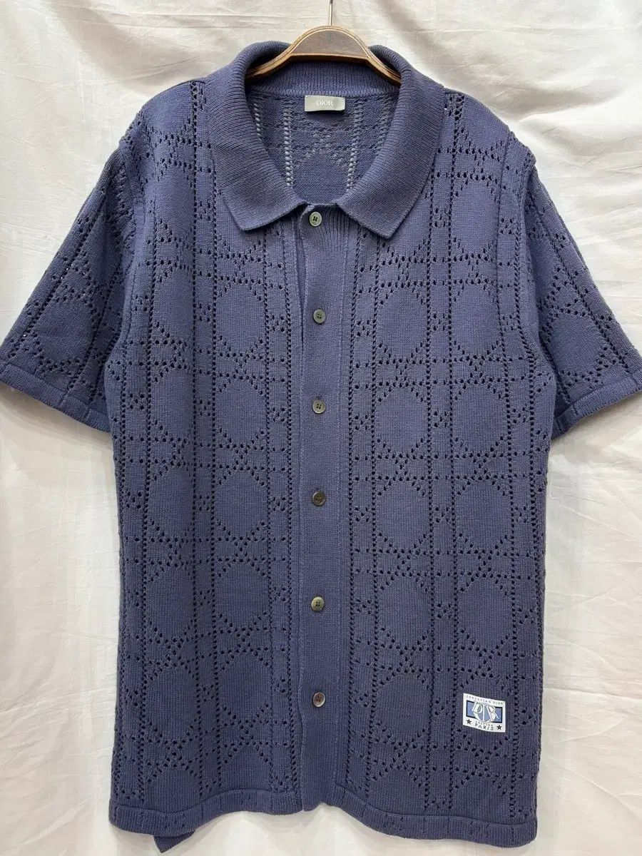 ディオール ネイビー 刺繍 半袖 メンズニット L/100 (正規品)