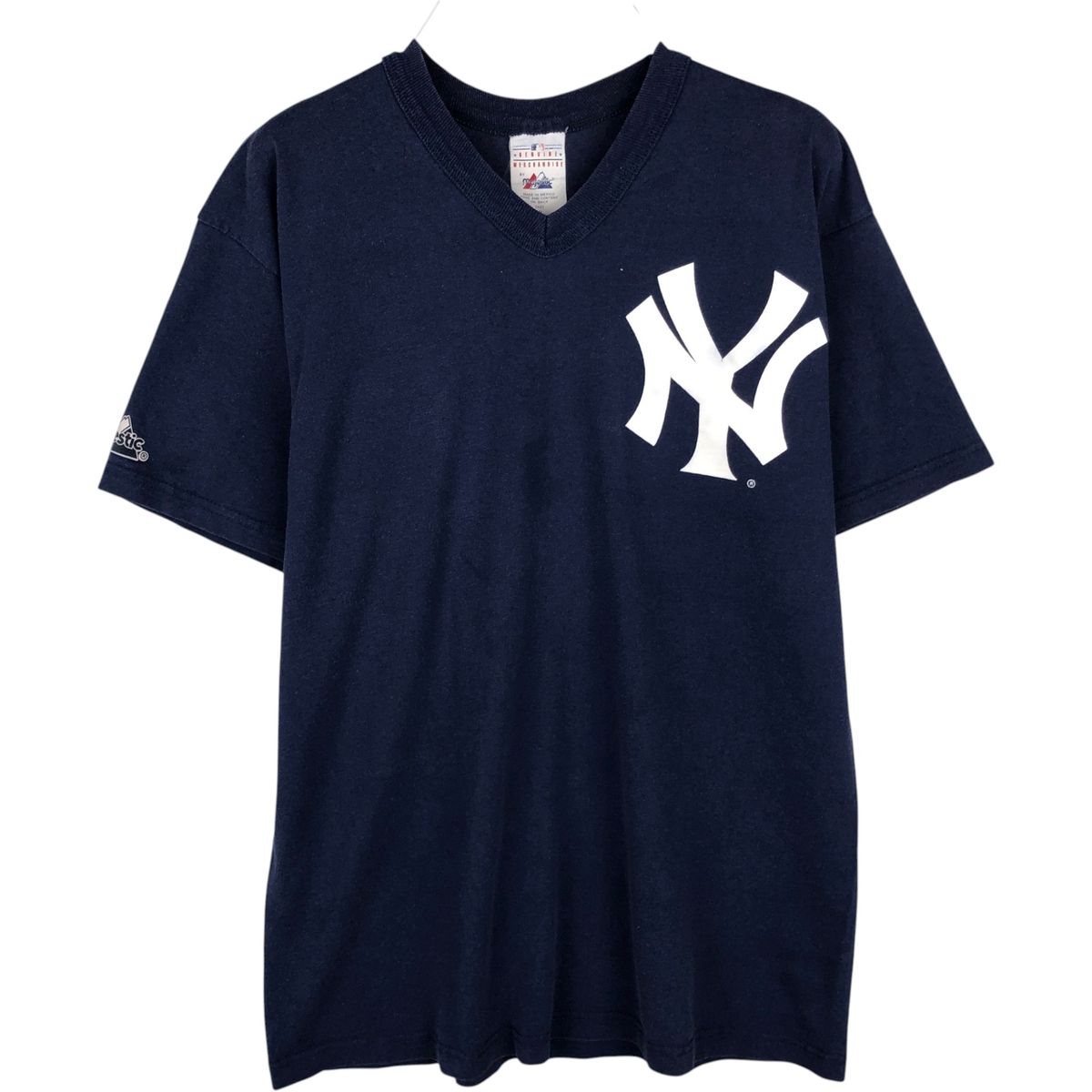 古着 90~00年代 マジェスティック MAJESTIC MLB NEW YORK YANKEES ニューヨークヤンキース VネックTシャツ メンズXL相当/eaa649507