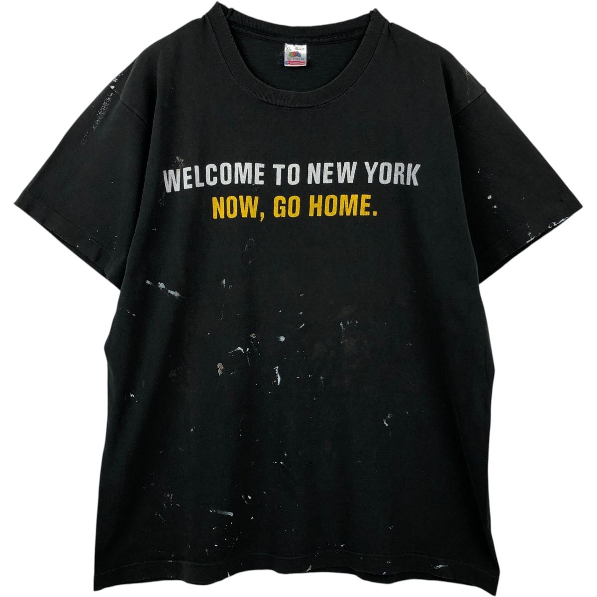 古着 90年代 フルーツオブザルーム FRUIT OF THE LOOM ペイント メッセージプリントTシャツ USA製 メンズXL相当/eaa649687