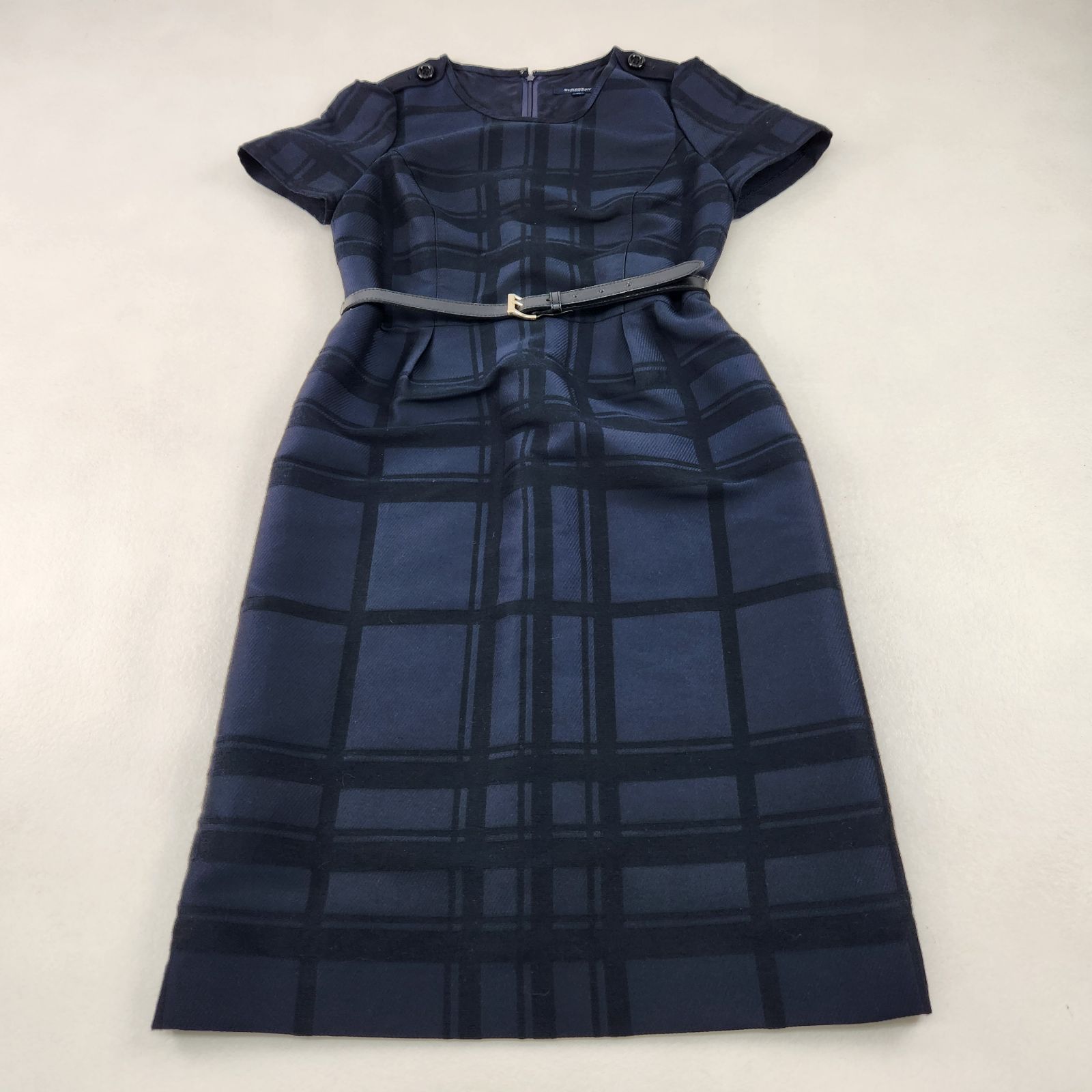 BURBERRY LONDON ワンピース バーバリーロンドン メガチェック ベルト エポレット ロング丈 38 M