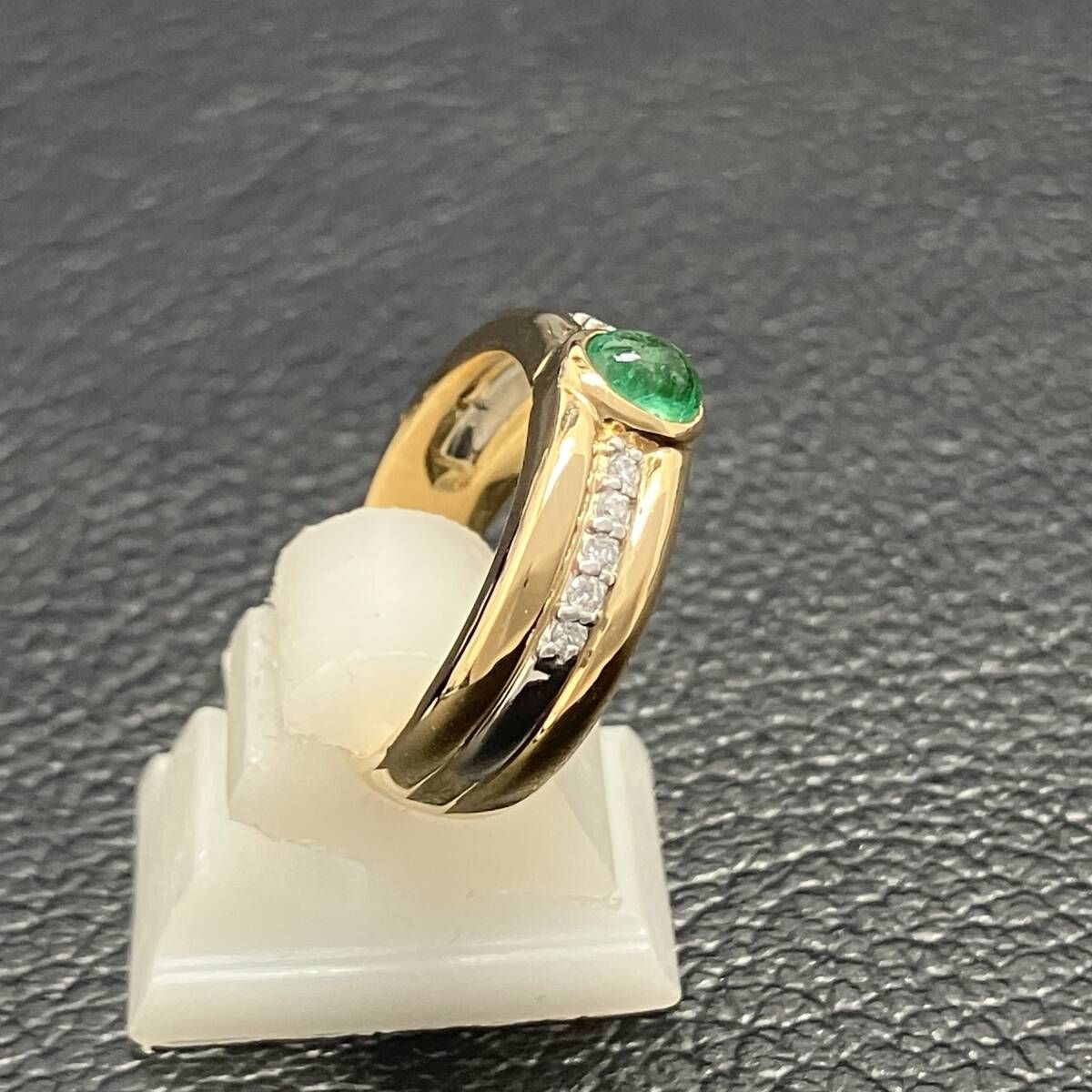 鑑別カード付 新品仕上済 天然エメラルド0.40ct 天然ダイヤモンド0.10