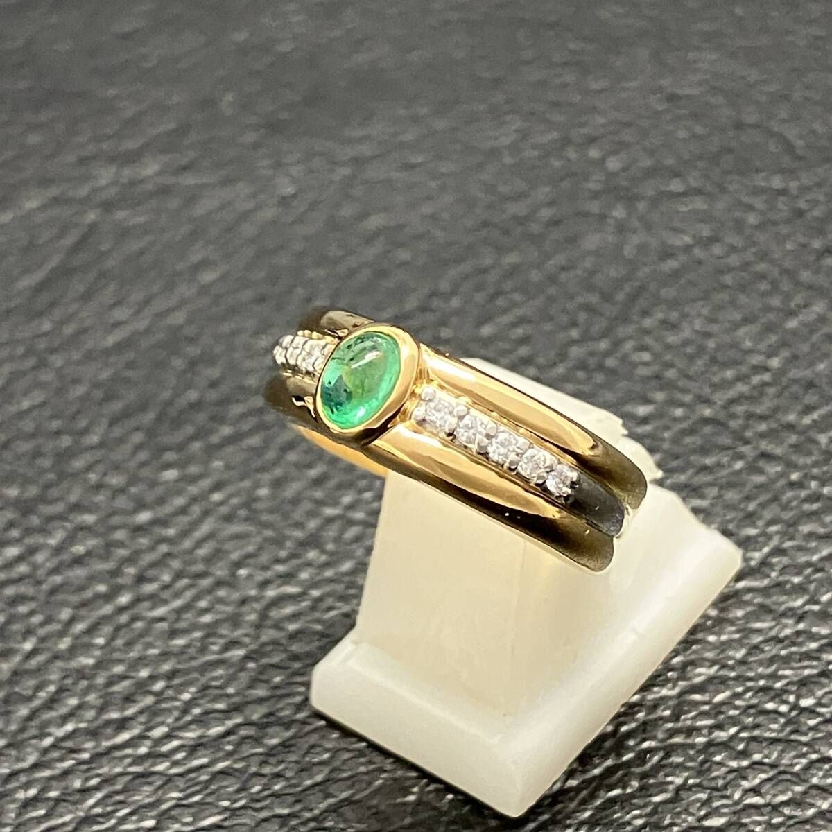 鑑別カード付 新品仕上済 天然エメラルド0.40ct 天然ダイヤモンド0.10 