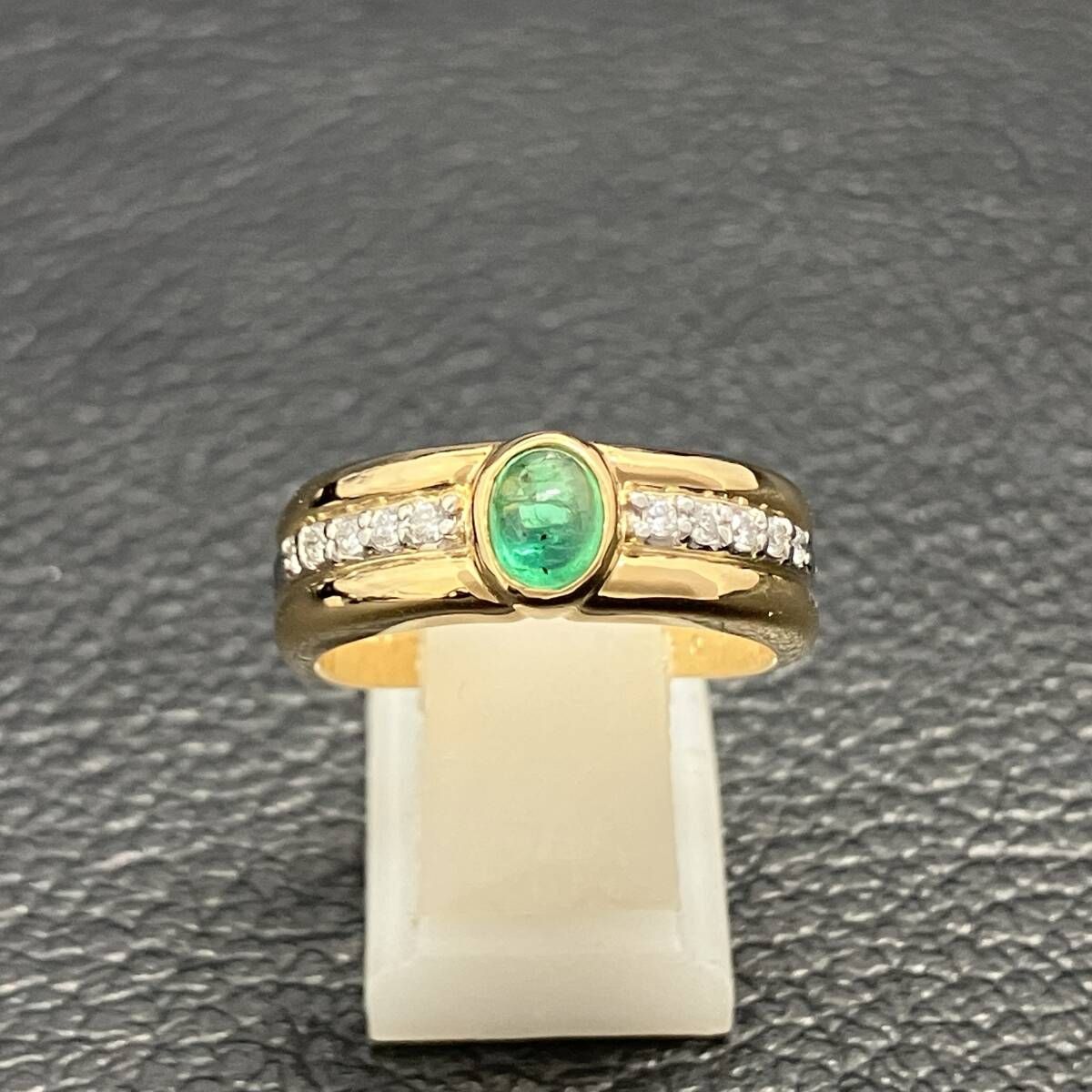 鑑別カード付 新品仕上済 天然エメラルド0.40ct 天然ダイヤモンド0.10
