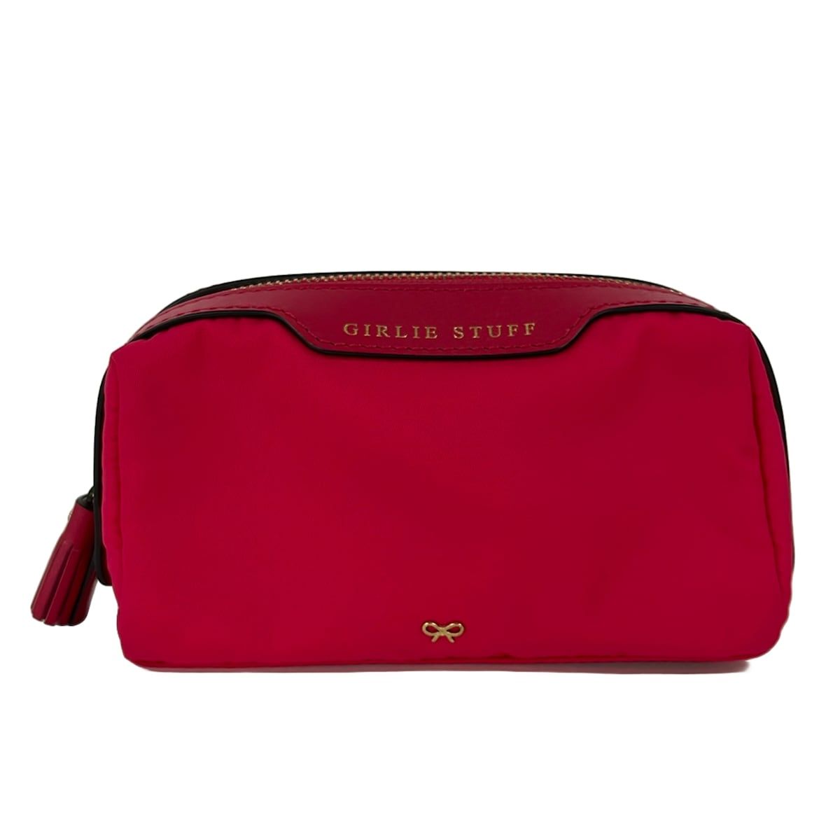 Anya Hindmarch(アニヤハインドマーチ) ポーチ ガーリー スタッフ ポーチ ピンク×レッド タッセル レザー