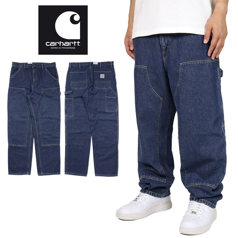 カーハート WIP デニムパンツ CARHARTT WIP ワークパンツ ペインターパンツ ワイドパンツ ダブルニーパンツ 太め ゆったり メンズ ブランド 大きいサイズ おしゃれ carhartt099 ブルー 30 32 34 36