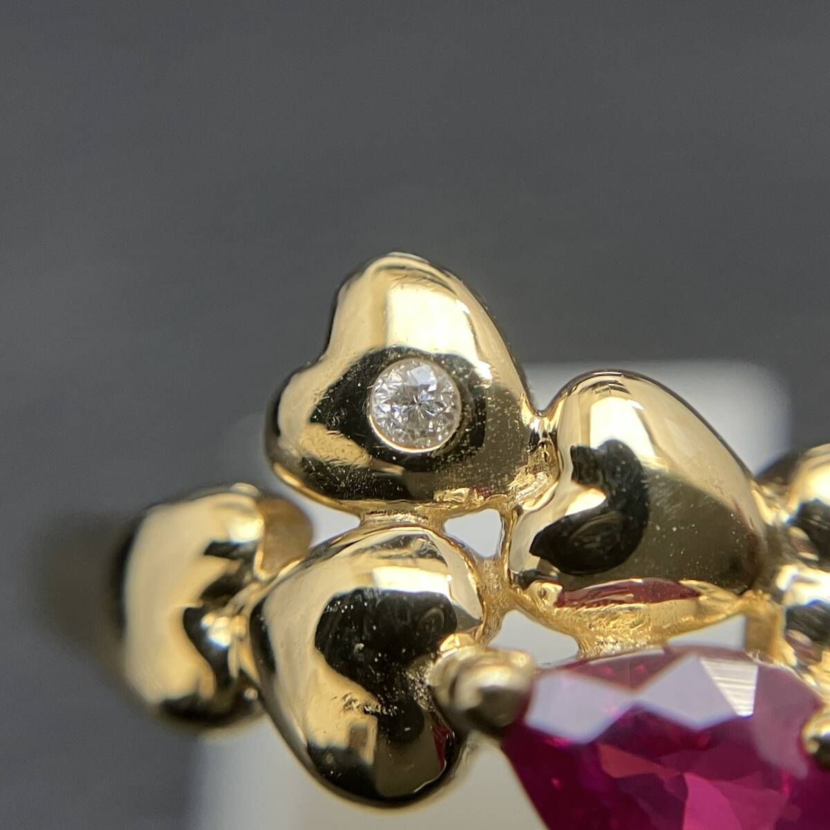 鑑別カード付 新品仕上済み 天然ルビー0.26ct 天然ダイヤモンド0.01ct