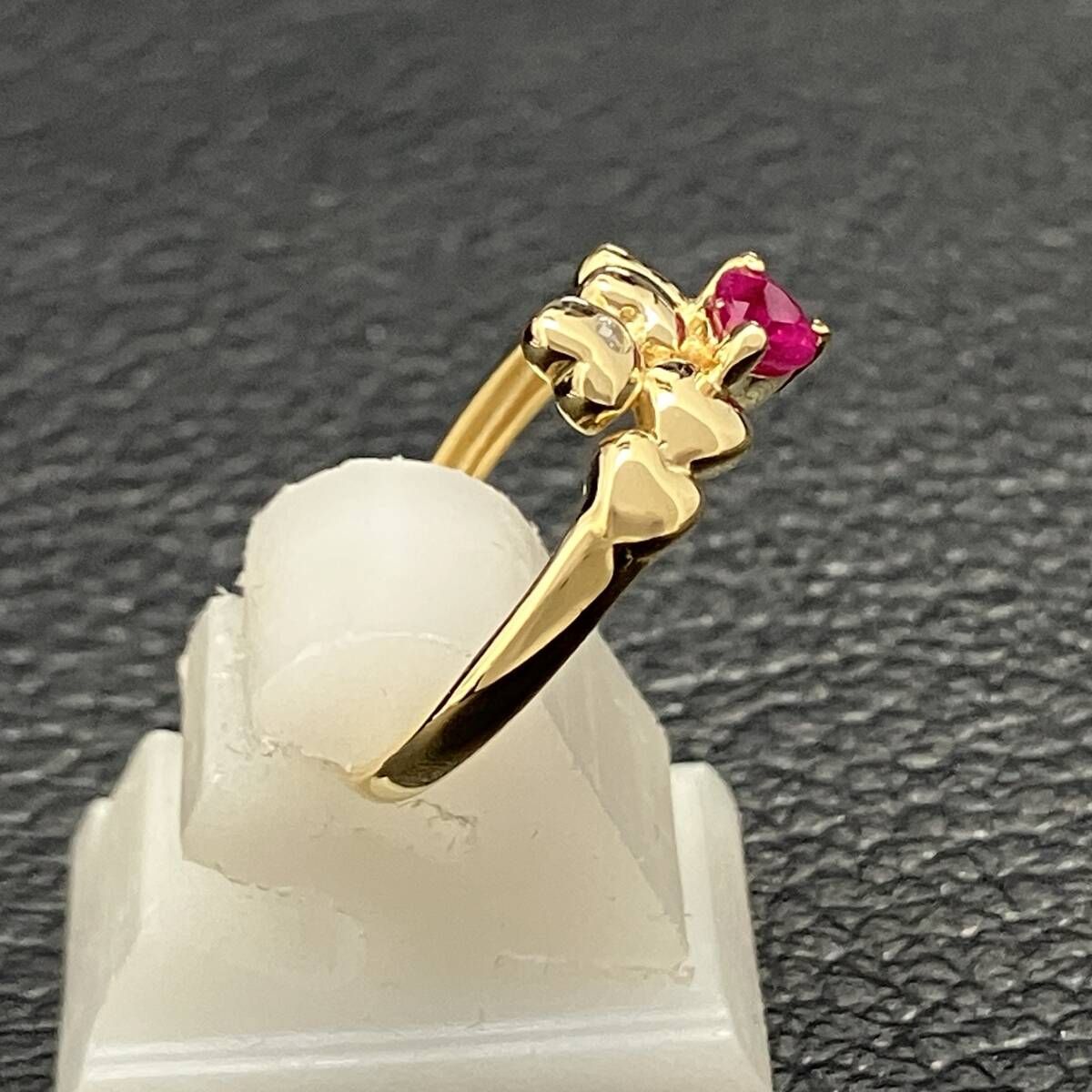 鑑別カード付 新品仕上済み 天然ルビー0.26ct 天然ダイヤモンド0.01ct