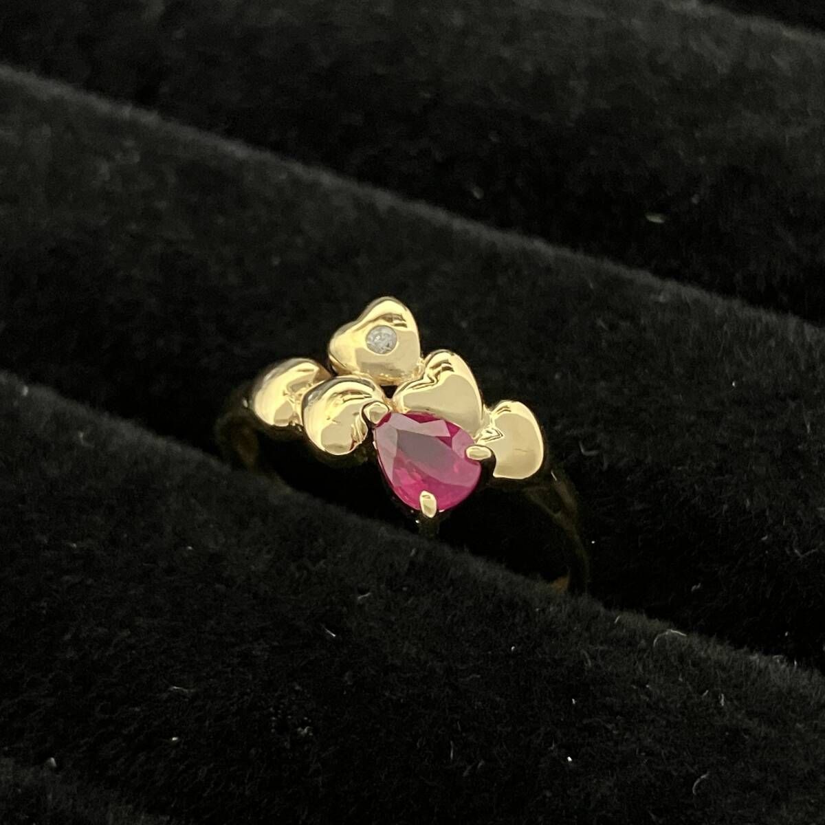 鑑別カード付 新品仕上済み 天然ルビー0.26ct 天然ダイヤモンド0.01ct