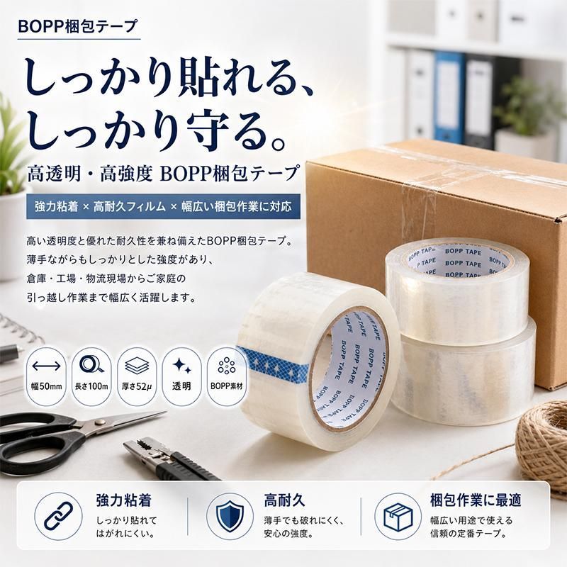 梱包テープ 54巻50mm×100m BOPPテープ 梱包用テープ - メルカリ