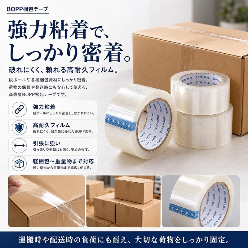 梱包テープ 54巻50mm×100m BOPPテープ 梱包用テープ 梱包テープ 54巻50mm×100m BOPPテープ 梱包用テープ - メルカリ