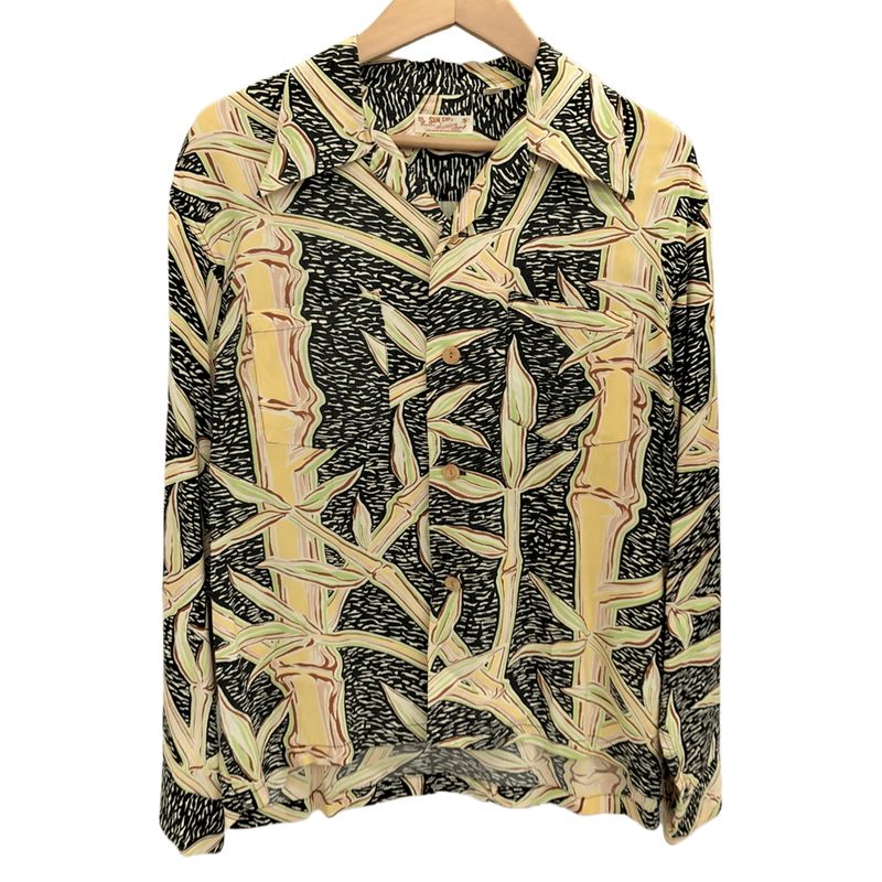 【中古品】 SUN SURF サンサーフ BAMBOO PRINT L/S RAYON ALOHA SHIRT SS20970 アロハシャツ ハワイアンシャツ 長袖 トップス レーヨン 総柄 東洋エンタープライズ 【145-260612-rs-05-fur】