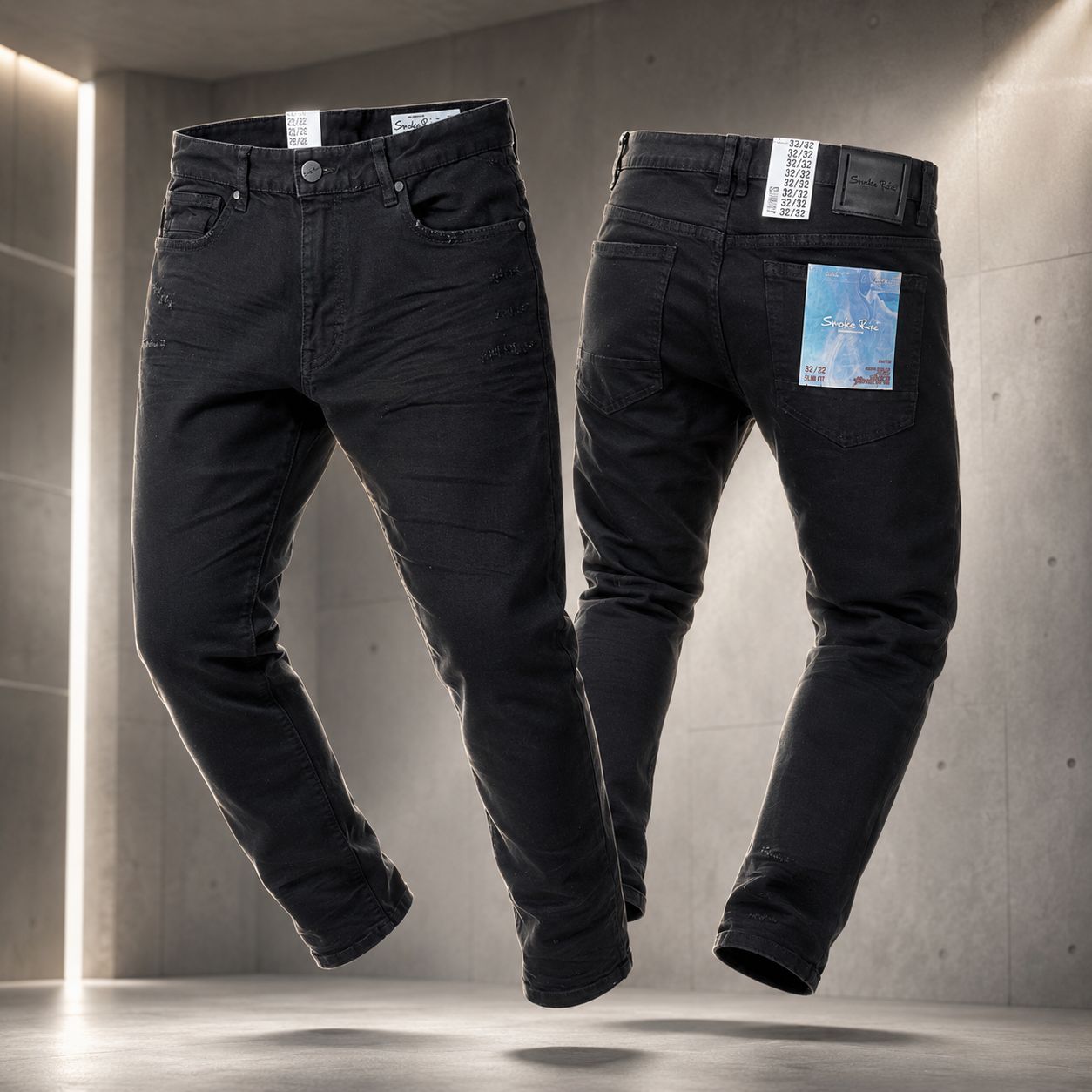 NY発 SMOKERISE スリムフィット デニムパンツ メンズ ダメージ加工 Y2K 