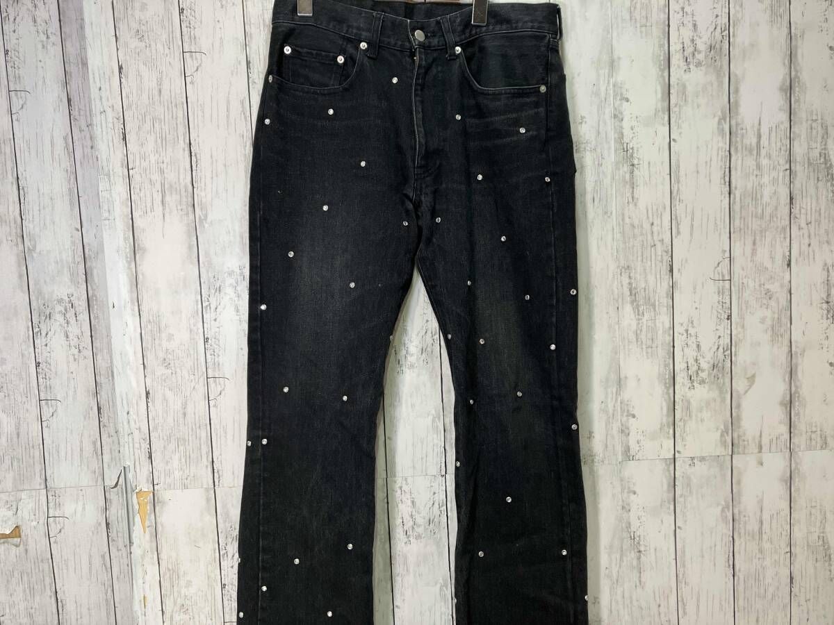 KSL SUPPLY ケーエスエル サプライ FLARE JEANS RHINESTONE CUSTOM ブラックデニム フレア ジーンズ M