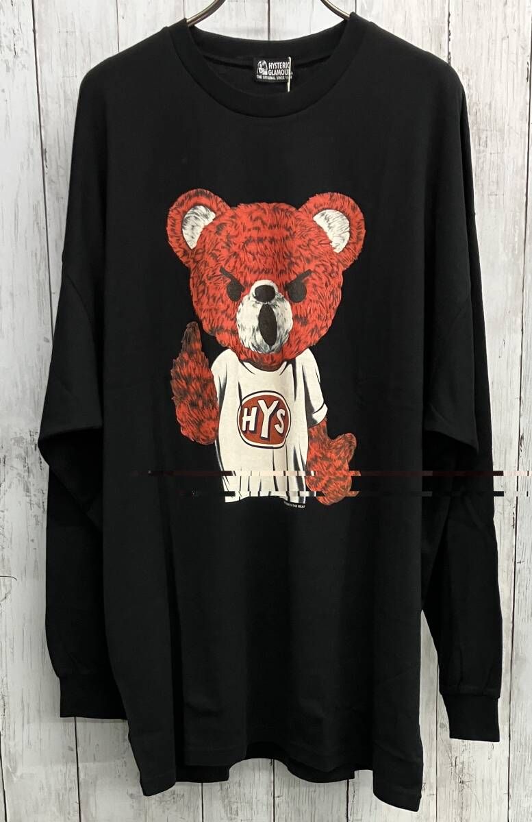 HYSTERIC GLAMOUR 長袖Tシャツ ヒステリックグラマー ヒスベア プリントTシャツ ブラック