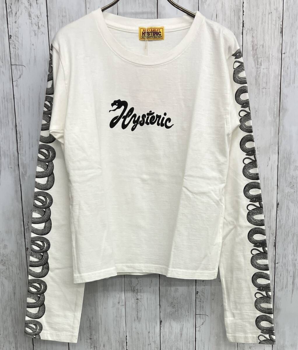 HYSTERIC GLAMOUR SNAKE SLEEVE ショートTシャツ ヒステリックグラマー SNAKE LOOP柄 長袖Tシャツ ホワイト