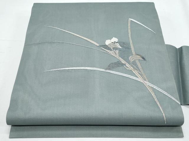 平和屋着物＊夏物　九寸名古屋帯　枝花文　金銀糸　正絹　逸品　CABH8312fb