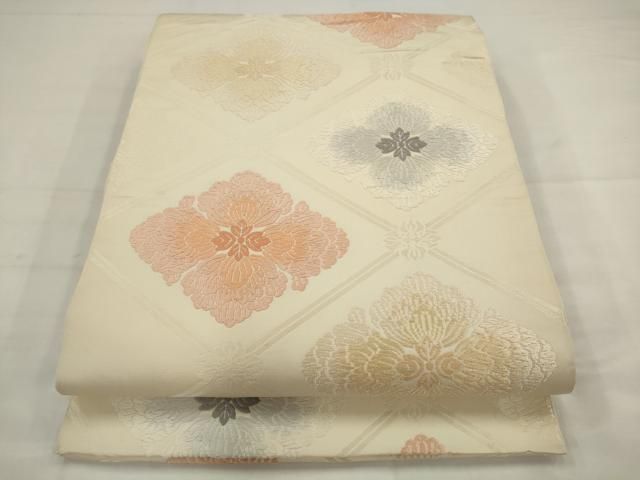 平和屋着物●六通柄袋帯　唐織　花菱文　正絹　逸品　AABJ7025pf