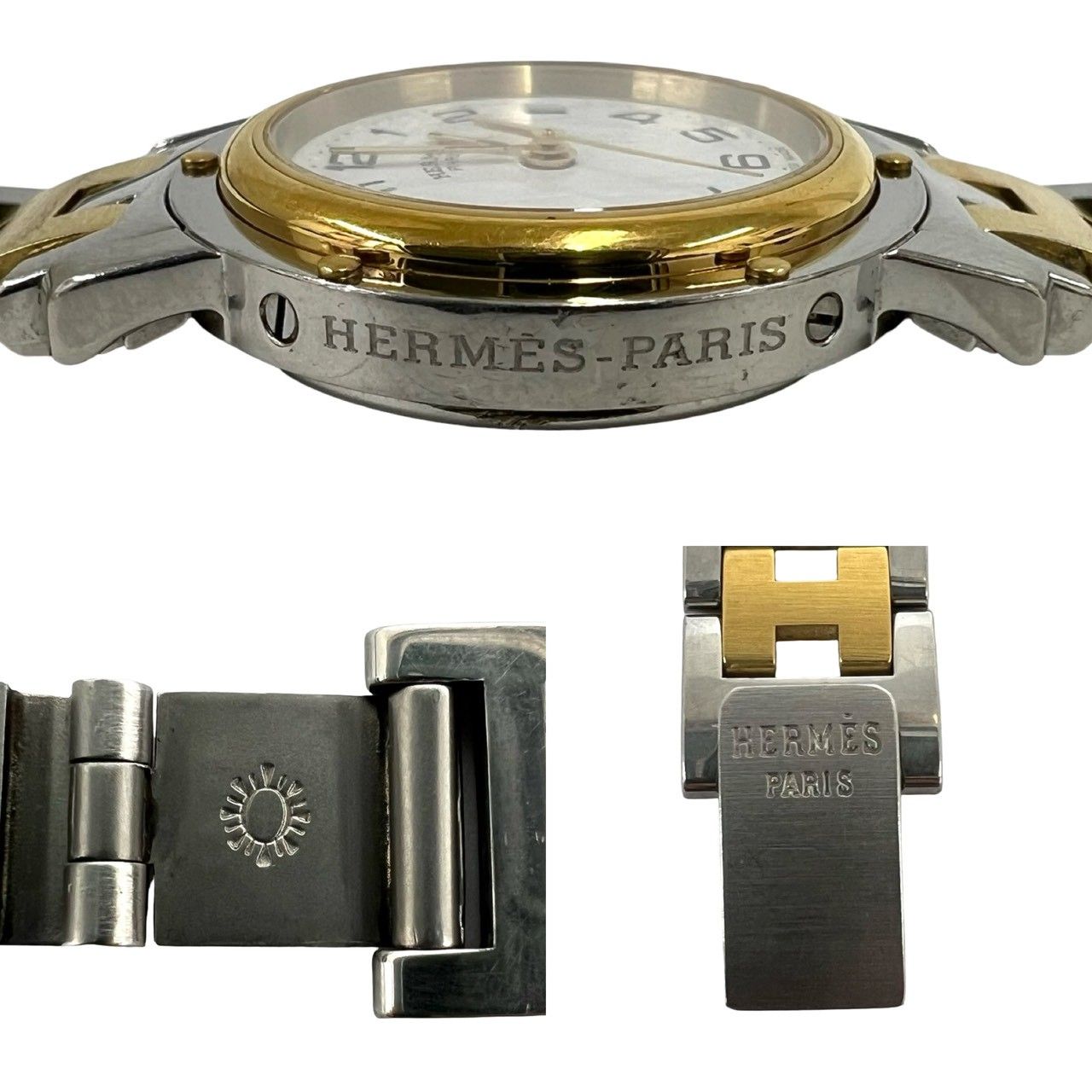 HERMES アナログ腕時計 ゴールド/シルバー 稼働品 極 美品 HERMES エルメス ヴィンテージ クリッパー ステンレス