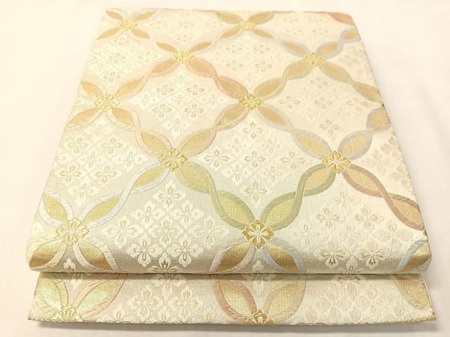 平和屋着物●六通柄袋帯　唐織　織彩　ねじり七宝花文　金糸　正絹　逸品　CABI4312vp
