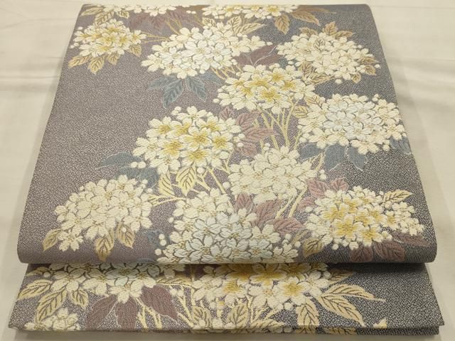 平和屋着物●本加賀友禅作家　松島由美監修　六通柄袋帯　唐織　草花文　金糸　さが美扱い　正絹　逸品　AABJ7487sx