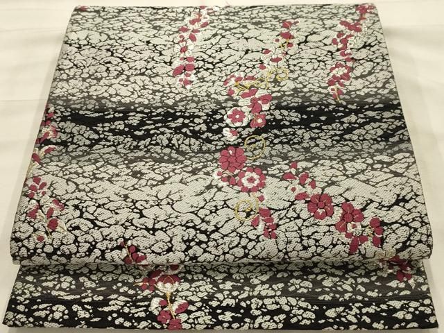 平和屋着物●六通柄袋帯　唐織　枝垂れ花唐草文　金銀糸　ますいわ屋扱い　正絹　逸品　AABJ7493sx