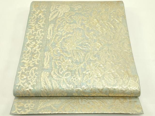 平和屋着物＊夏物　六通柄袋帯　更紗花文　金糸　鈴乃屋扱い　正絹　逸品　CABI5519rv