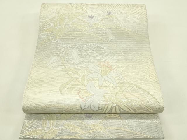 平和屋着物＊夏物　六通柄袋帯　草花文　金銀糸　正絹　逸品　CABI5520rv