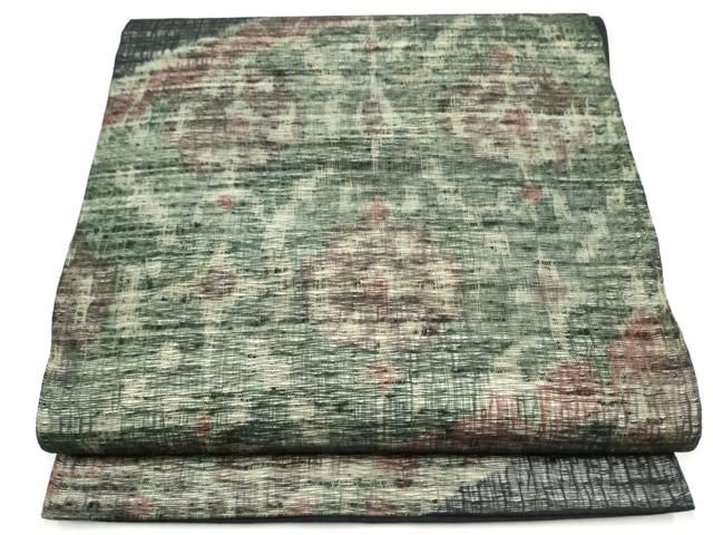 平和屋着物▽六通柄袋帯　スリーシーズン　春夏秋　櫛織　霞花文　正絹　逸品　CABI9026hy